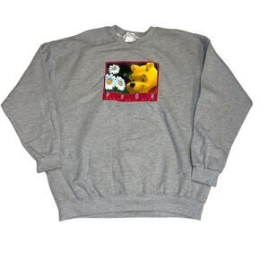 VTG 90s Disney Store Winnie the Pooh Bear Honey Gray Pullover Sweatshirt 2XL